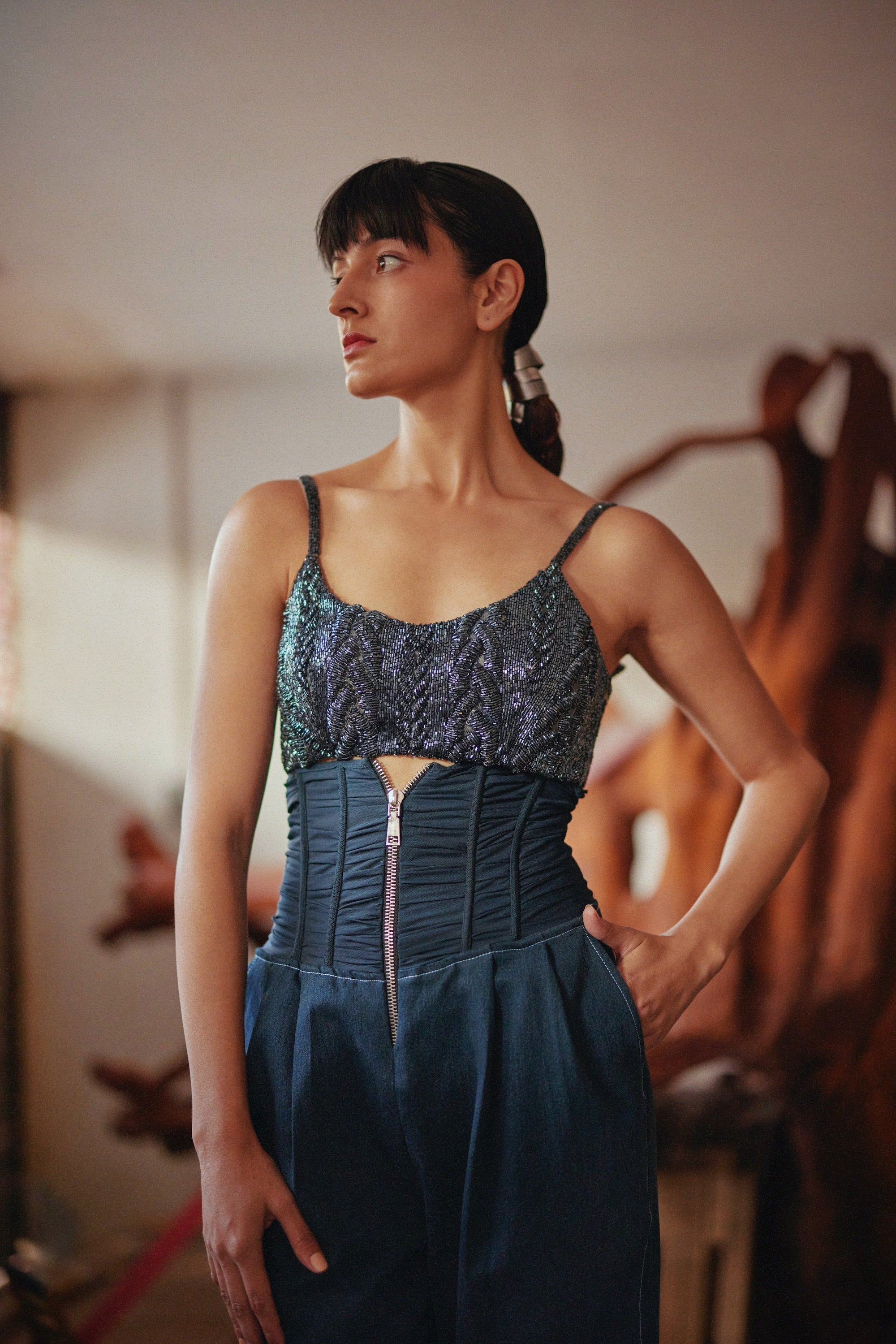 Denim corset pants – Essé Design Studio