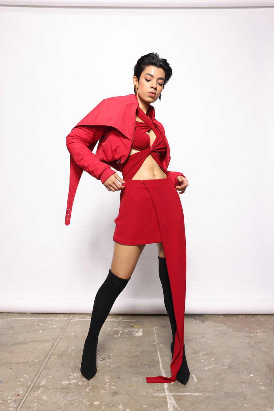 Cropped red bomber with 