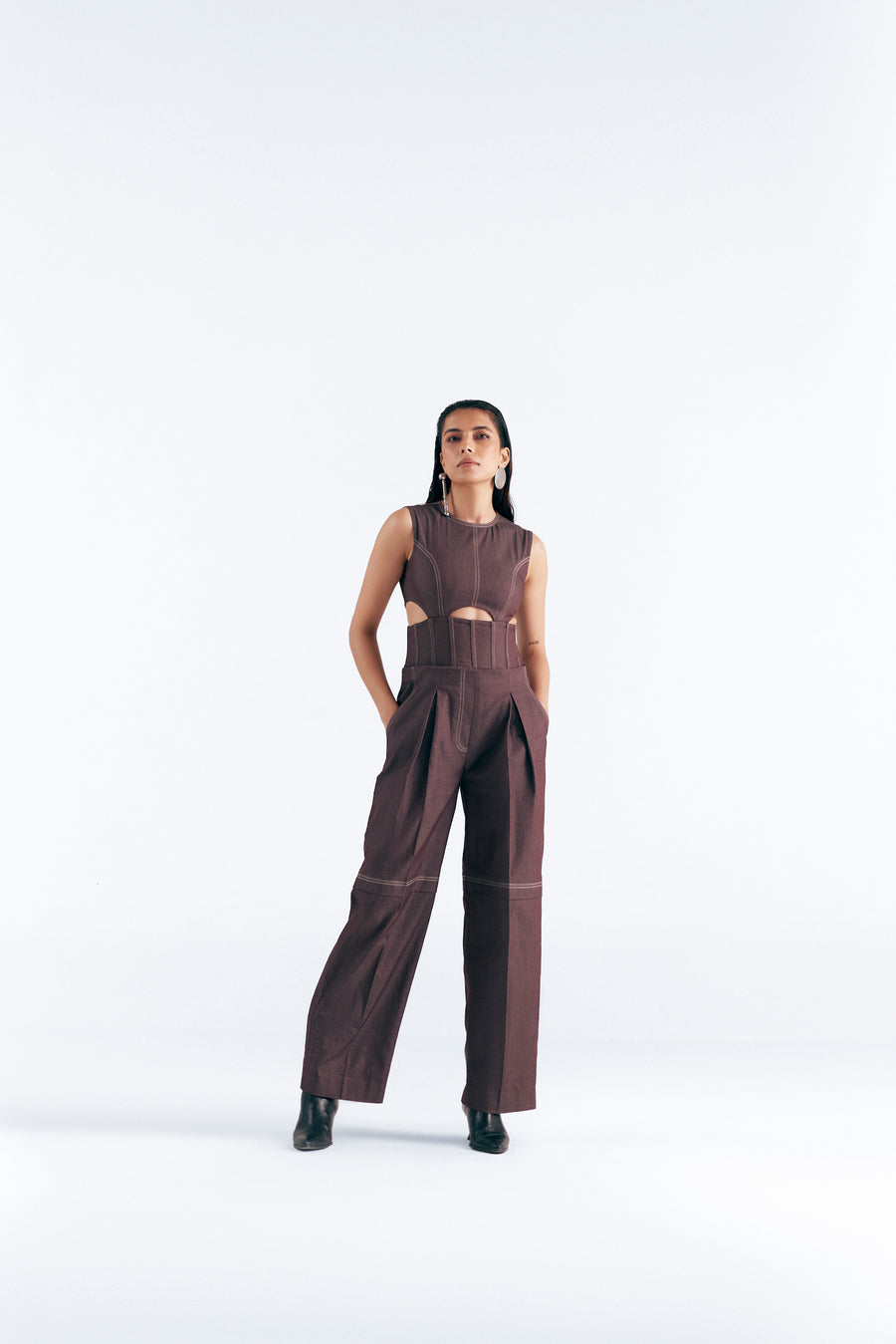 MAHOGANY DENIM CUT OUT JUMPSUIT