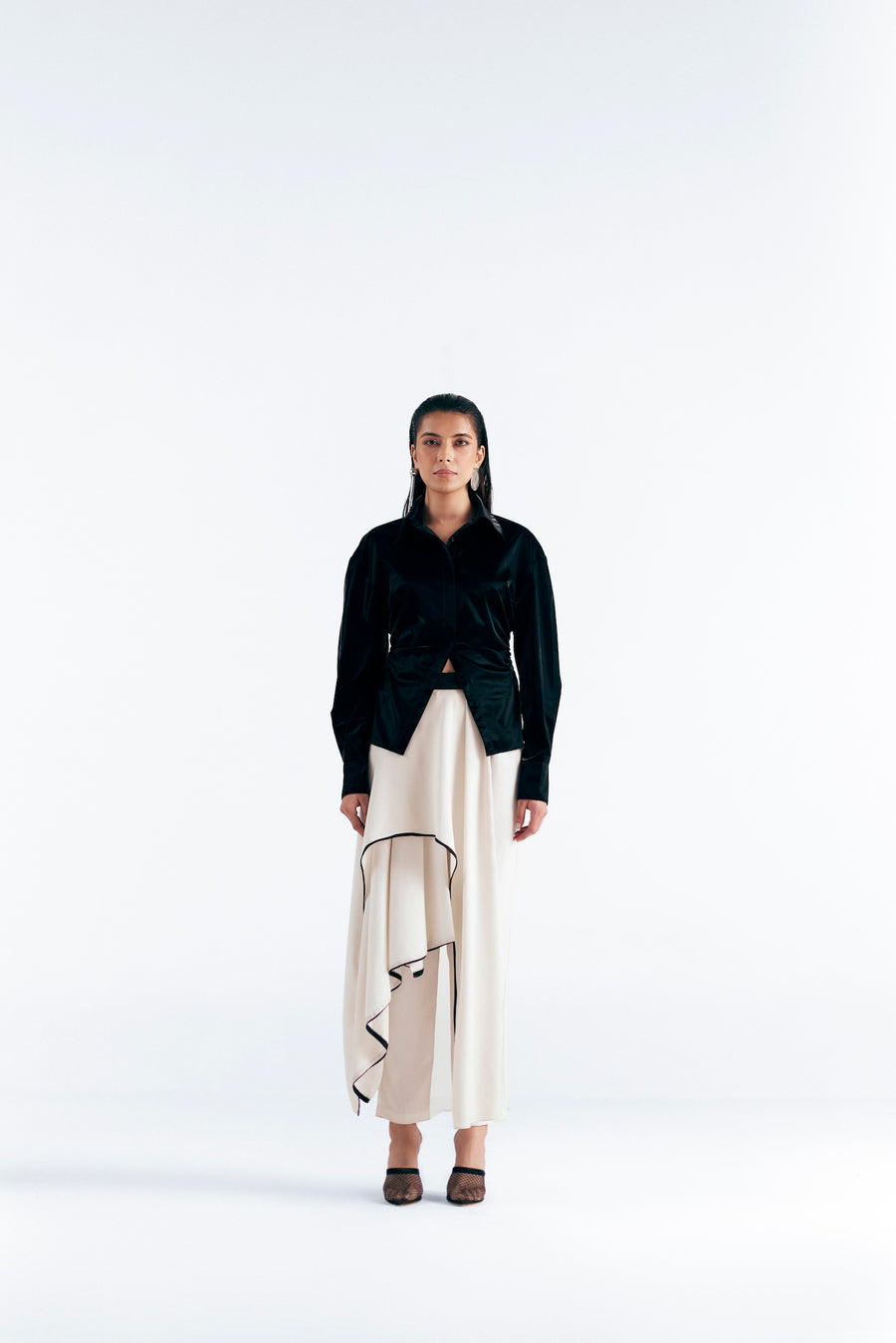 MONOCHROME DRAPED TROUSERS