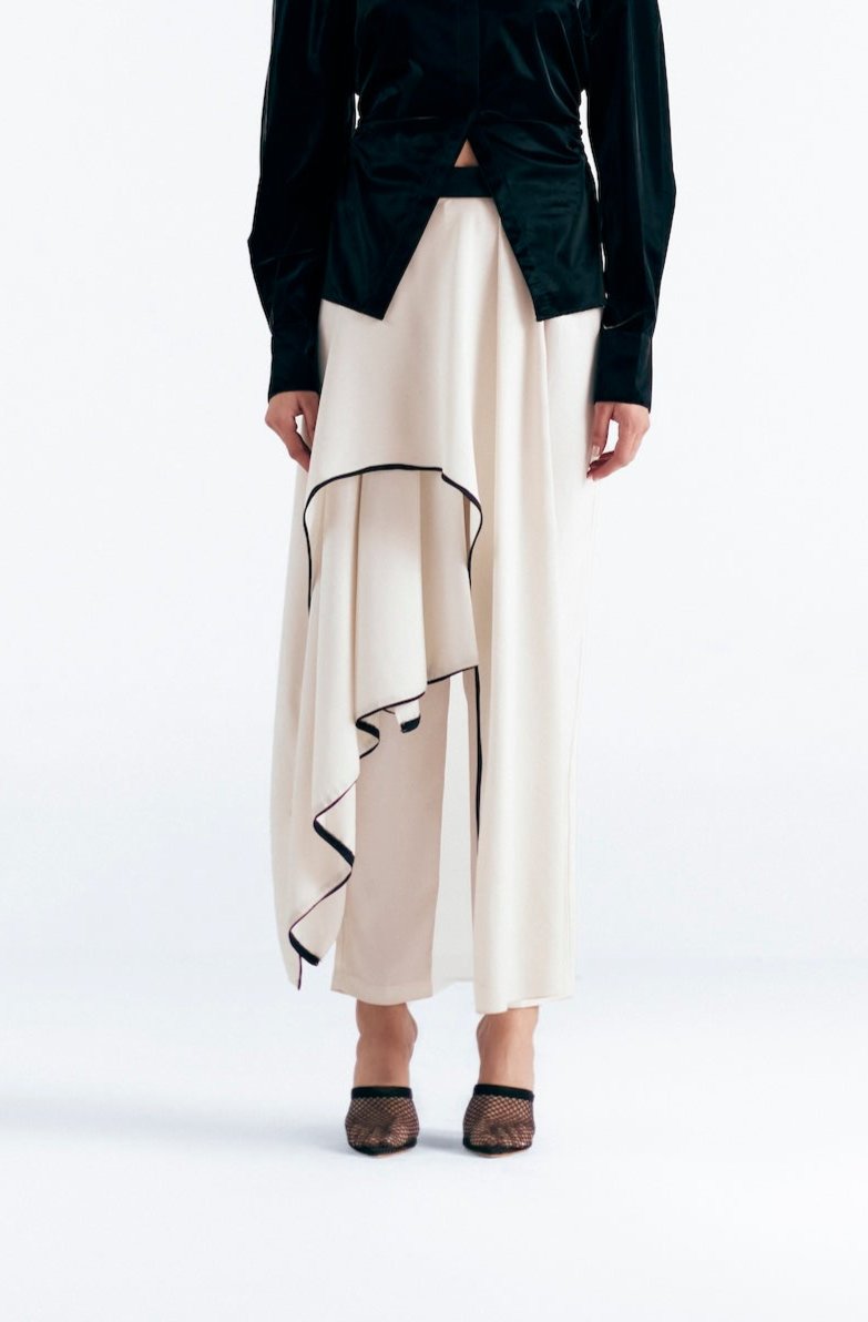 MONOCHROME DRAPED TROUSERS