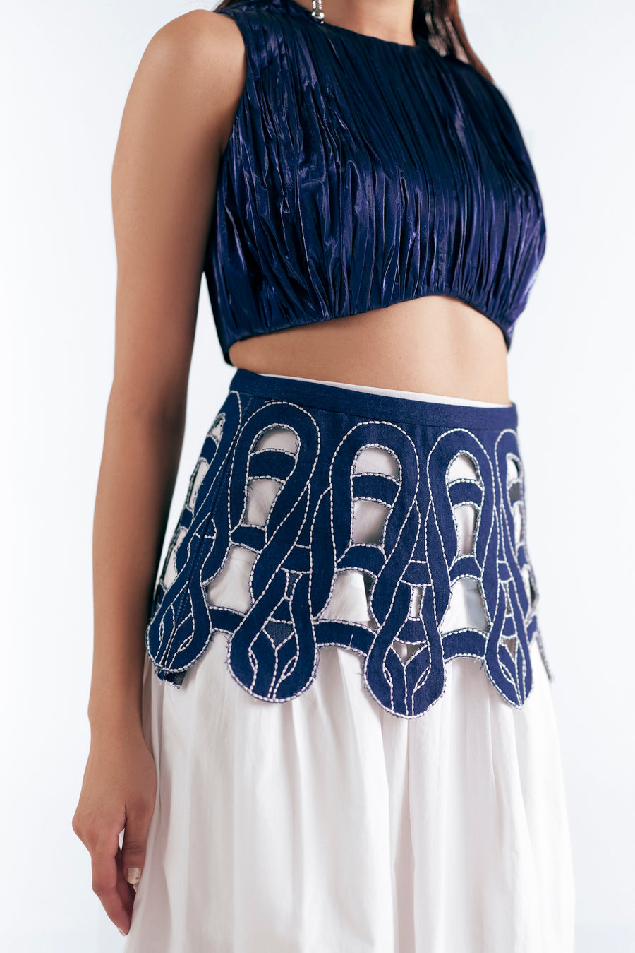 DENIM CUT OUT LOOP SKIRT