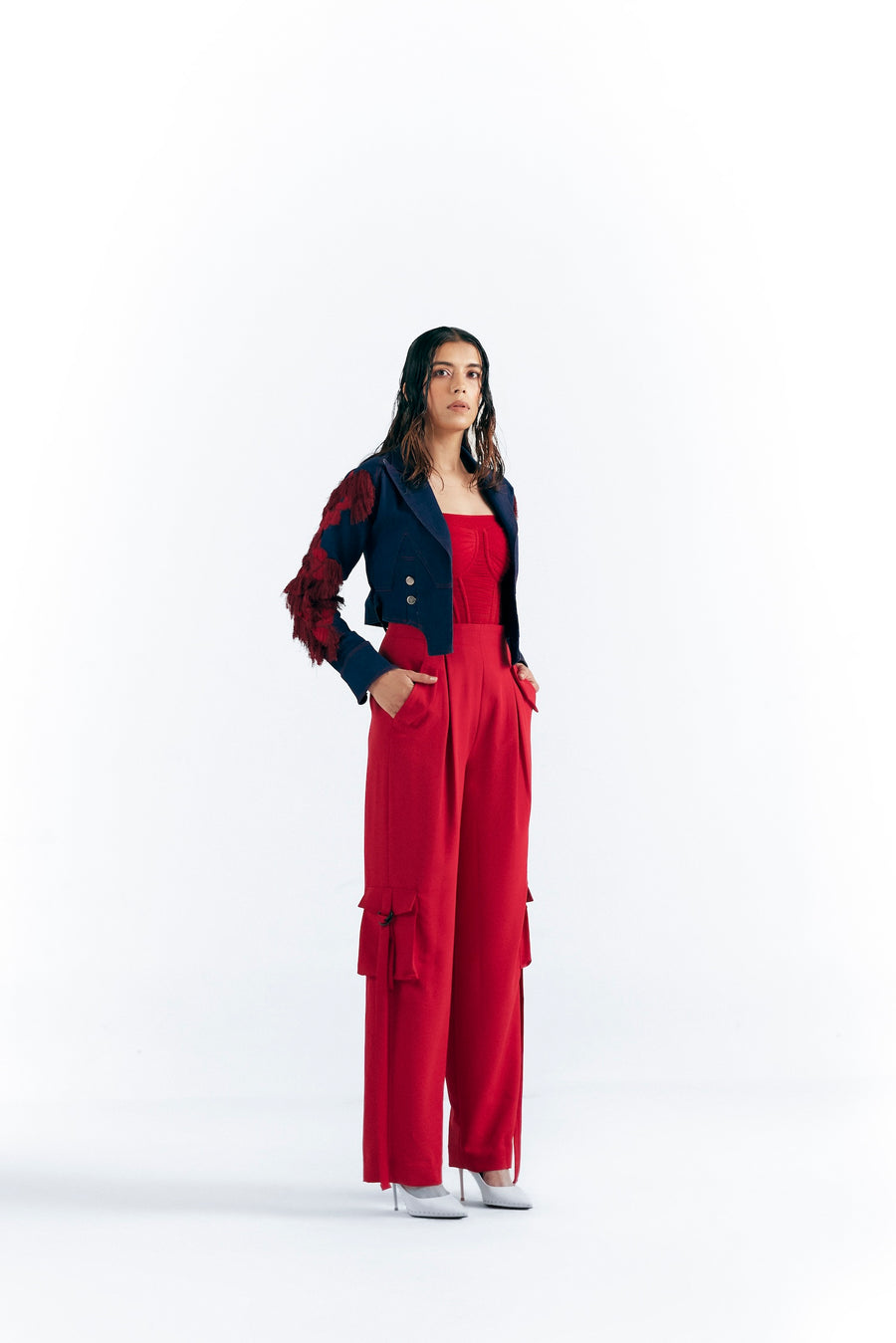 CRIMSON CORSET CARGO JUMPSUIT